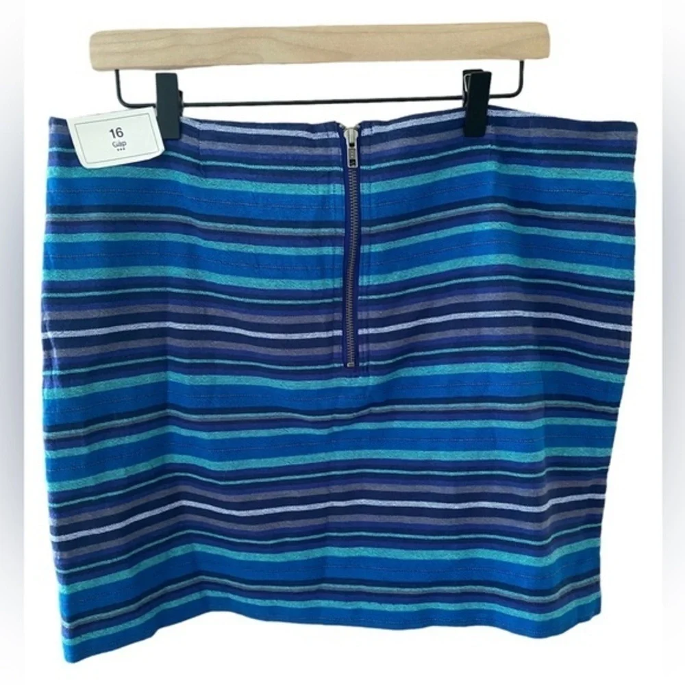 Gap women’s Stripe Mini Skirt Blue Purple Cotton Boho Mexican Blanket 16 New